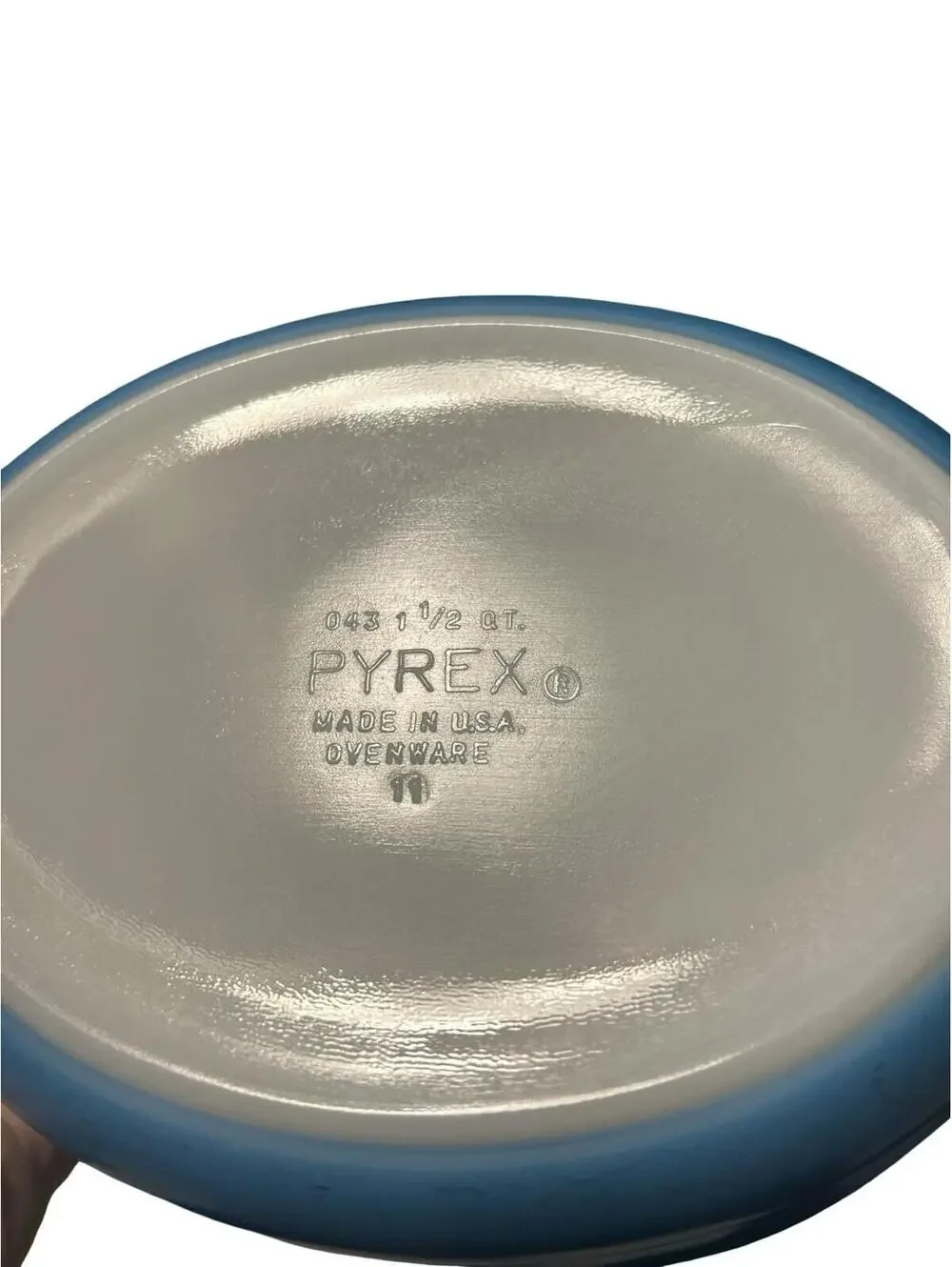 Vintage Pyrex 043 Blue Oval Casserole Dish 1.5 Qt Ovenware Made USA